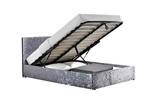 Luxury 4ft Small Double Crushed Velvet Ottoman Bed with 20 cm Memory Foam Mattress FTA