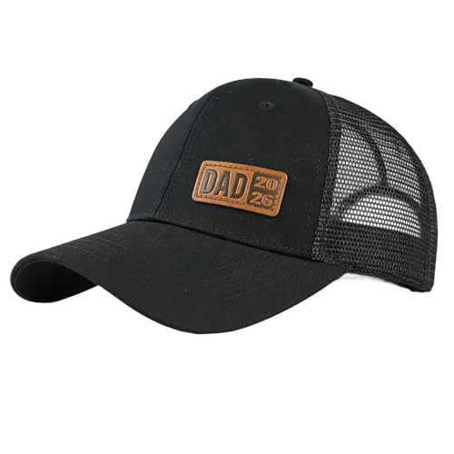 Gifts for New Dad Leather Dad est 2026 Hat Adjustable Cotton Worlds Best Papa Baseball Cap Birthday Fathers Day from Daughter Son Black