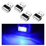 Ziciner 4 PCS USB LED Car Interior Atmosphere Lamp, Portable Mini LED Night Light, Plug-in USB Interface Trunk Ambient Lighting Kit, Universal Car Interior Accessories (Blue)