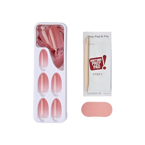 Kiss imPRESS Maniküre-Stick, ohne Kleber, Farbe Gelassenheit, mittelrosa, mittlere Größe, Mandelform, inklusive 30 Nägel