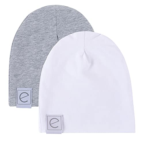 Ely's & Co. 2-Pack Jersey Cotton Beanie Hat Set (Heather Grey & White)