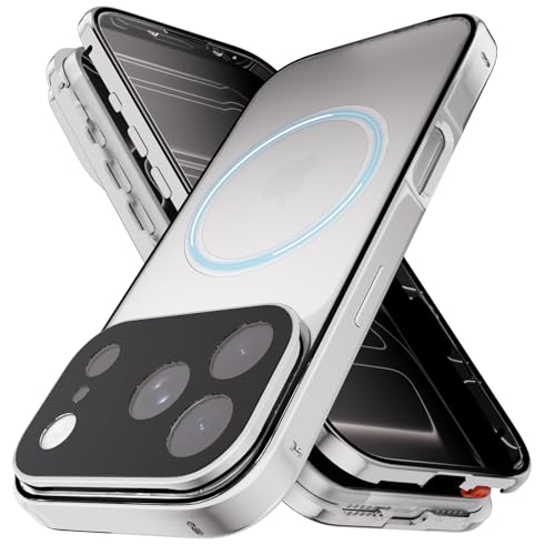 Coque Privacy pour iPhone 17 Pro en métal magnétique orange avec protection intégrale 360