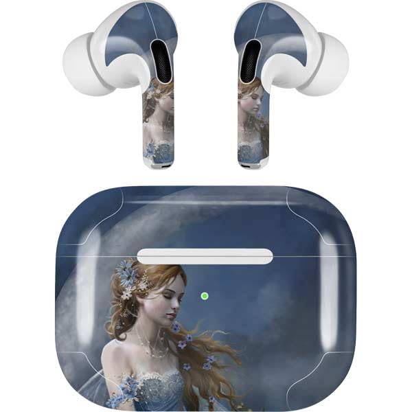 Skinit Decal Audio Skin Compatible with Apple AirPods Pro (2rd Gen, 2022) - Nene Thomas Fairy with Black Cat Sitting on Moon by Nene Thomas Design