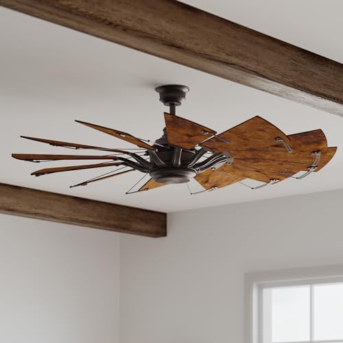 Image of Progress Lighting Springer Collection DC Motor Farmhouse Windmill Ceiling Fan, Architectural Bronze, 12-Blade (60 inch W x 17-3 /8 inch H) P250000-129