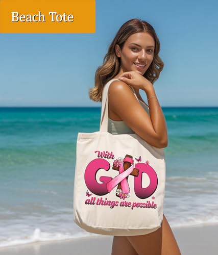 Image of Aesthetic Christian Gifts Tote Bag for Church, Religious Tote Bag for Bible Study, Medium Size with Inner Pocket
