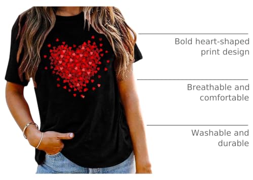 Image of Valentines Shirts for Women Valentine Love Heart Printed Graphic Tshirt Cute Girls Casual Top