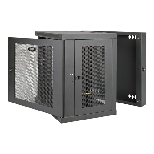 Tripp Lite 10U Rack Enclosure, Wall Mount Rack, Low Profile Switch Depth Cabinet, Hinged Back Rack Enclosure Cabinet, Black (SRW10US)