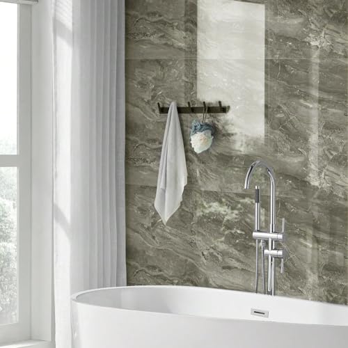 10pcs Marble Peel and Stick Waterproof Wall Panels,Heat-Resistant Backsplash Tile, 23.6"x11.8" PVC Foam Wall Sticker for Kitchen,Living Rooms, Bedrooms TV Walls,Grey (Not Real Tile 19.4Sq. Ft.)