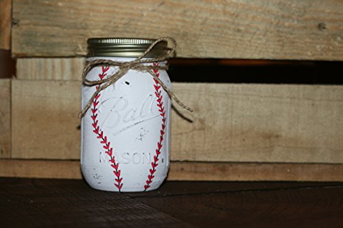 Vintage Baseball Mason Jar with Rustic Chalk Paint for Unique Storage Solutions - Image 3