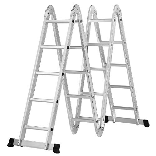 TimmyHouse Multi Purpose 19.5ft Aluminum Telescopic Ladder Heavy Duty Folding Extension