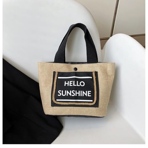 Linen Durable Large Capacity Beach Letter Shoulder Bag Women2