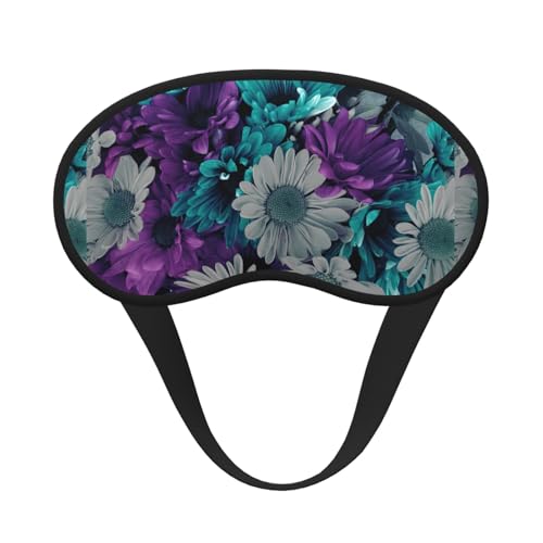 Antifaz para dormir unisex con estampado de flores moradas y verde azulado, cómodo antifaz para viajes, meditación, sueño, viajes