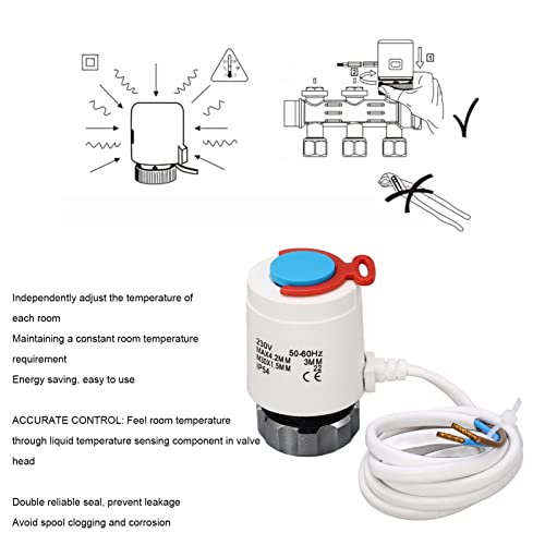 Electric Actuator Radiator Valve, 230VAC Independent Adjustment Avoid Corrosion M30x1.5mm Radiator Valve Strong Execution for Home - Image 3
