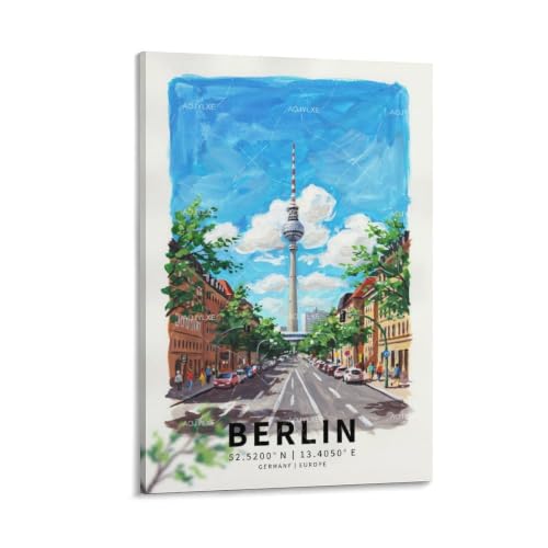 Poster Berlin aquarelle 30x45cm pour une decoration murale vintage
