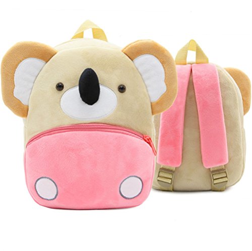 Freessom Sac à Dos Enfant Maternelle Primaire Garderie Fille Garçon Koala Rose Bébé Creche École Mignon Fourniture Scolaire Kawaii Fun Original Peluche-1-3 Ans