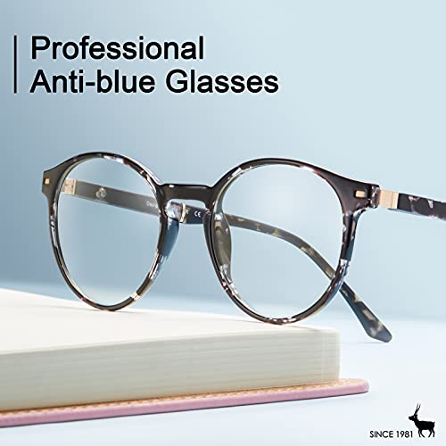 Image of CARFIA Round Blue Light Glasses for Women Lightweight Cute Computer Gaming Glasses Blue Light Blocker Revo Lenses