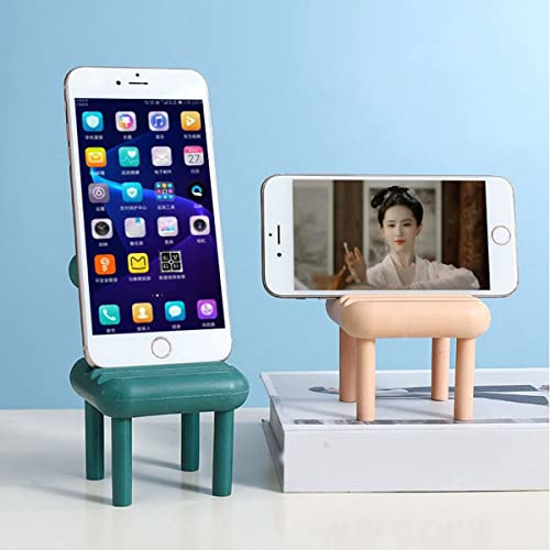 2個セット 携帯電話ホルダー 面白い椅子の形 卓上電話ホルダー テーブル 縦置き 横向き スマホスタンド 小型 ミニ モバイル ブラケット マウント  マルチアングル すべての電話に対応 (グリーン+ピンク) JORERAORMESクリエイティブかわいい携帯電話スタンド小さな振り子ホームオフィスデスクトップ装飾品ガールフレンドギフト (強化