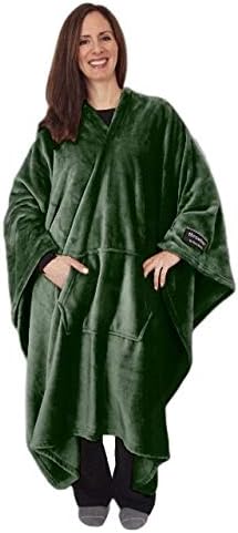 throwbee Original Blanket-Poncho Green (Yay! NO Sleeves) Best Wearable Blanket on The Planet Soft Throw Indoors or Outdoors - Adults Men Women Kids