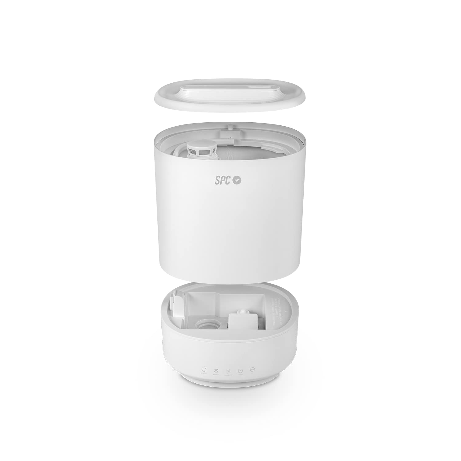 SPC Evadne – Humidificador WiFi inteligente ultrasónico, gran capacidad 4,5L, luz UV-C, carga de agua superior, modos automático, manual y noche, difusor de aromas, luz de noche, temporizador, sin BPA