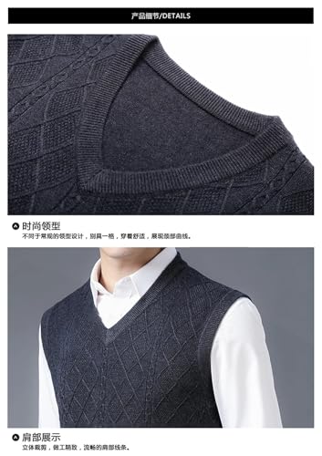 Men Wool Knitted Sleeveless Sweaters V-Neck Waistcoat Retro Slim Fit Vest2