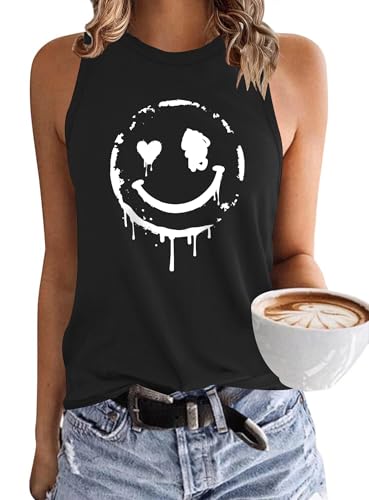 PLMOKEN Ärmellos Tank Top Damen - Sommer Vest Rundhals Oberteile Blusentop Elegantes Top