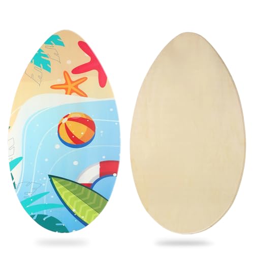 HQO LOVL Skimboard - Tabla de madera de 35 pulgadas para niños y adultos, con capa de alto brillo para skimboards de playa para principiantes a intermedios (playa)