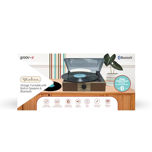 Tourne-disque vinyle vintage Groov-e avec haut-parleurs et Bluetooth - 7