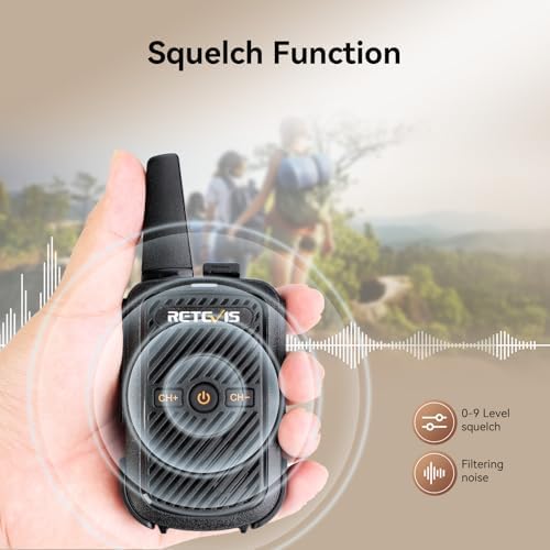 Retevis RT15 Mini Walkie Talkie, VOX-Scan, 16CH 50 CTCSS / 208 DCS, Ładowalne Radio z Głośnym Dźwiękiem i Kablem do Programowania, Krótkofalówki, Przenośne Radio Dla Rodzin (Czarne, 1 Para)