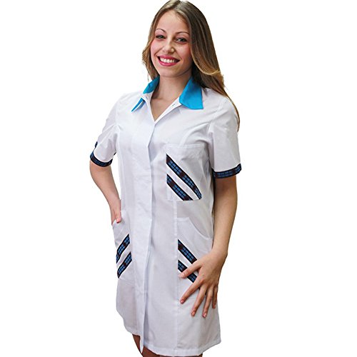 Fratelliditalia Camice salumeria supermercato Lavoro Alimentari minimarket Donna Bianco Cotone (XS, Azzurro)