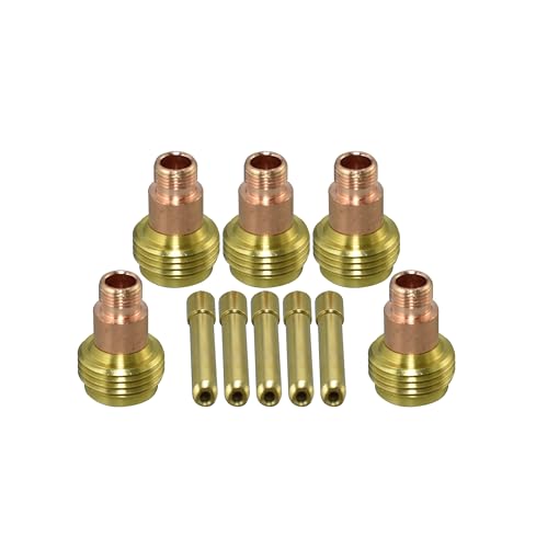 Image of RIVERWELD TIG Gas Lens Stubby Collet Body 45V25S 4C116GS 1 /16 inch 1.6mm | TIG Short Wedge Collet Kit for DB SR WP 17 18 26 TIG Welding 10pcs