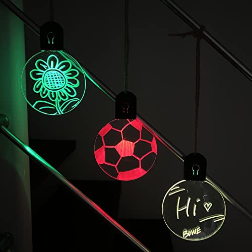 Maxseas Lot de 3 pendentif en acrylique à LED, recharge USB, peut être conçu et écrit par nous pour arbres de Noël, cours, chambre à coucher, salle à manger Cover