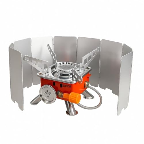 Image of Portable Gas Stove with Air Windscreen Camping Stove Folding Furnace 2800W Outdoor Stove Picnic Cooking Gas Burners Backpacking Furnace Butane (Stove + Wind Screen)