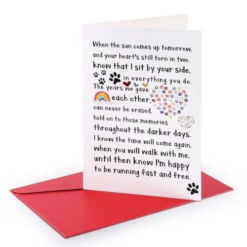 Gosknor - Pet Sympathy Card, Loss of Pet Sympathy Memorial Gift Dog Card Rainbow Bridge Bereavement Cards Dog Condolence Card for Family Friends Dog Lover