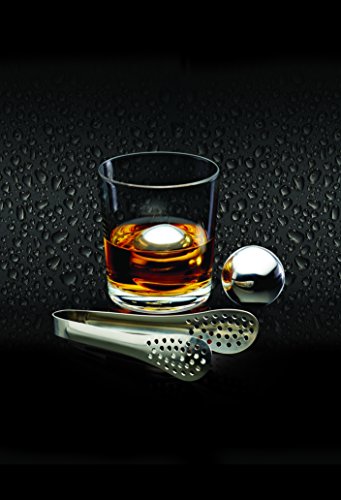 Barcraft Sfere Di Ghiaccio In Acciaio Inox, Pack Da 2 Sfere Per Ghiaccio Riutilizzabili Con Pinze E Custodia - 3