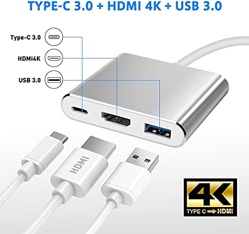 Image of Tobo USB C to HDMI Adapter, USB C to HDMI 4K Video Converter, USB 3.0 Port and PD Quick Charging Port, 3 in 1 USB 3.1 Type-C to HDMI-TD-221TC.