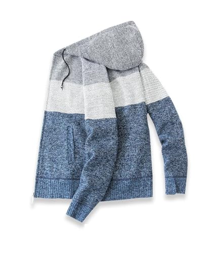 Fall Winter Men's Sweater Hooded Knitwear Faux Fur Wool Warm Zippered Cardigan Jacket2