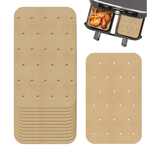 150PCS Carta Forno per Friggitrice Ad Aria 20,5x14cm, Carta Da Forno Airfryer Rettangolare Fodere Perforate Fogli di Carta Pergamena Carta per Olio da Cucina Fodere Antiaderenti