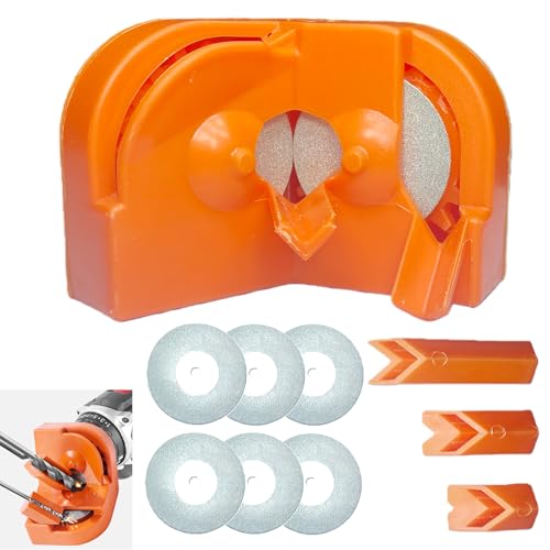 Drill Bit Sharpener, Multipurpose Grinding Tool with 8pcs Replacement Grinding Wheels, Angle Adjustable for Bits(5/64''- 5/8''), Knife Sharpener Tool, Afilador De Brocas