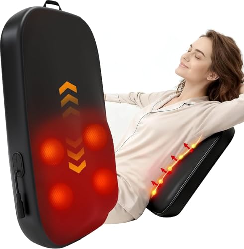 Solucky Back Massager for Pain Relief Deep Tissue Back Massager with Heat Deep Kneading Massage for Back Adjustable Intensity & Dual Modes Red Light Heating Therapy 12V Corded for Home & Office