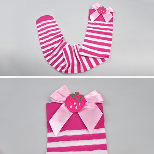 Socks,Fashion Thigh High Stockings Strawberry Bowknot Stripes Over Knee Sock Long Socks Festival Tights Long Stocking3
