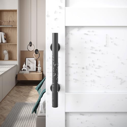 Image of Fredbeck 32x96 inch White Barn Door with 5.5FT Sliding Door Hardware Kit Included & Handle,Solid,MDF,PVC Surface,DIY Assembly,5-Panel