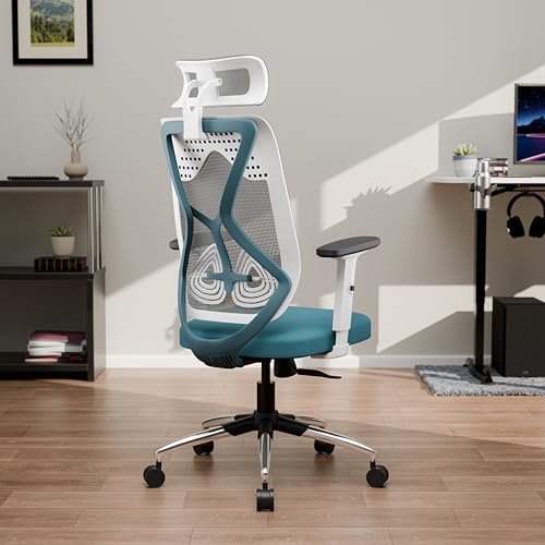 Zodiac Lite | Office Chair | Flybird Ergonomic Design |Adjustable Armrests | Synchro Tilt Mechanism | Adjustable Lumbar Support|Mesh Fabric| No Seat Slider | White & Blue — photo 2