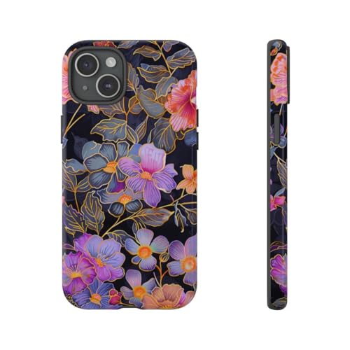 Coque iPhone 15 Plus anti rayures à motif floral brillant