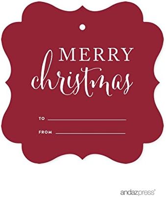 Andaz Press Christmas Collection, Fancy Frame Gift Tags, Merry Christmas to from, Red, 24-Pack