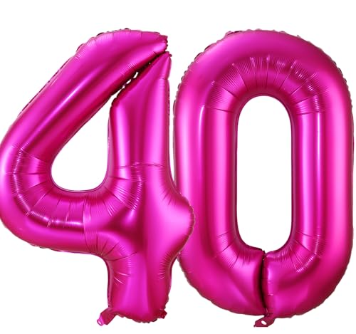 40 Zoll Hot Pink Ballon Zahl 40, Heliumfolie Mylar Riesige Zahl 40 Ballon für Frauen Geburtstag Party Hochzeit Jahrestag Dekoration