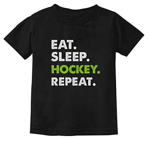 Eat Sleep Hockey Repeat Boys Shirt Gift for Hockey Lover Youth Kids T-Shirt X-Small Black