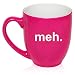 16 oz Large Bistro Mug Ceramic Coffee Tea Glass Cup Meh Geek Sarcastic Expression (Hot Pink)