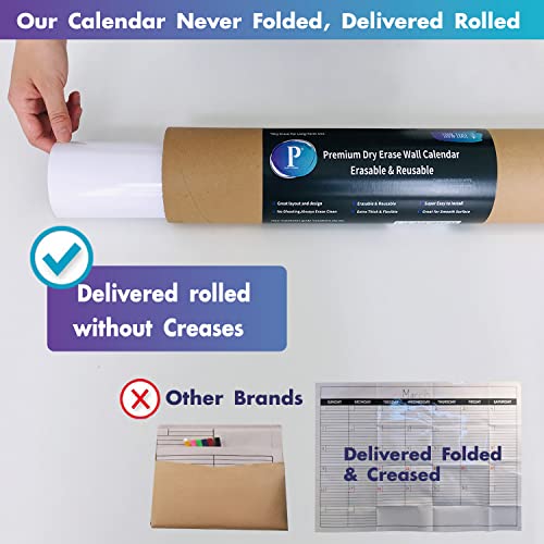 Dry Erase Monthly Extra Large White Board Calendar For Wall, 38" By 50", Jumbo Laminated Erasable One Month Whiteboard Calendar, Huge Oversized Blank 30-Day Poster With Lines And Squares #TOP1