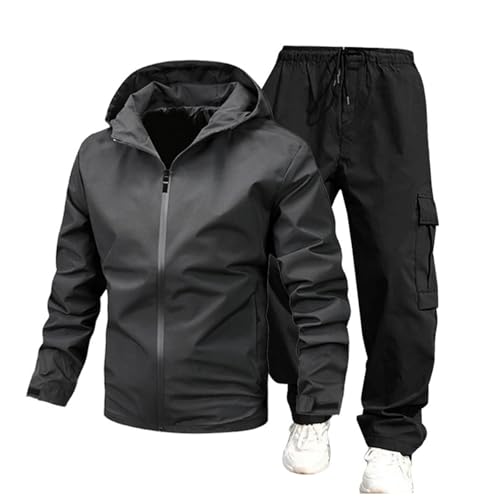 Jogging Homme Ensemble complet molletonné avec sweat à capuche zippé et pantalon sportswear uni