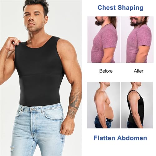 Camiseta masculina de compressão emagrecedora, colete modelador corporal, regata para treino e abdôm